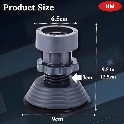 Image of HM Heavy Duty Adjustable Washing Machine Stand | Anti Vibration Pads for Washing Machine | Fridge Stand | Top Load | Front Load | Bushes | Upto 9 Kg Machine (Set of 4 - Heavy)