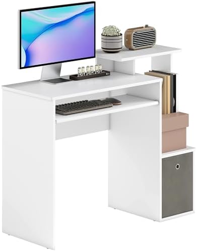 HOMCOM Bureau Informatique multimédia étagères Tablette Clavier P...