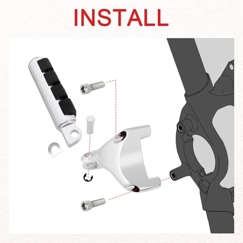 Image of Rear Passenger Footpegs Foot Rests Pedal Mount Fits for Harley Sportster 883 1200 2014-2022,Chrome