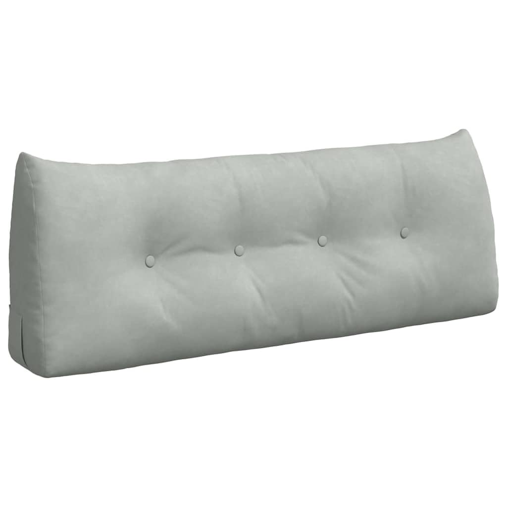 Cojín de respaldo gris claro, 120 x 24 x 50 cm, terciopelo con bolsillo lateral, respaldo ergonómico, diseño moderno para salón, dormitorio, oficina
