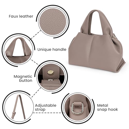 Image of JQWYGB Cloud Pouch Dumpling Clutch Purse Women Tote Shoulder Retro Crossbody Bag with Removable Strap