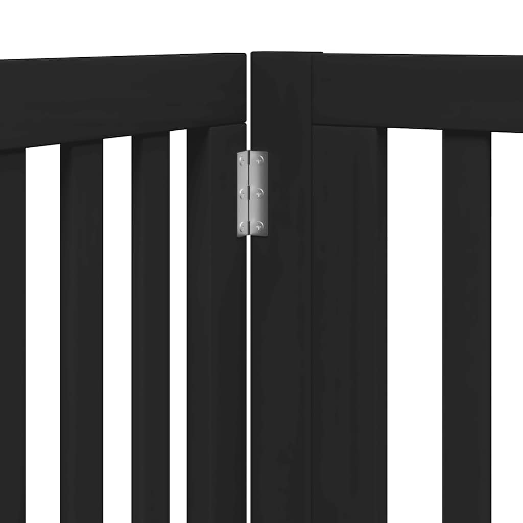 Puerta plegable para perros de 8 piezas con puerta de madera de álamo, rejilla plegable para perros con puerta con cerradura para seguridad de mascotas, puerta para perros sin taladrar