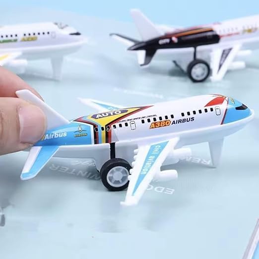 Image of SHAKTISM Die-Cast Airplane Model Set - Pull Back Metal Toy Planes for Kids, Assorted Mini Aircraft Toys for Boys & Girls, 3+ Years (Pack of 12)