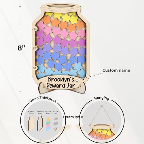 Image of Personalized Magnetic Reward Jar Coloful for Kids Flower Smiley Star Animal Magnetic Token Good Behavior System Jar Custom Name Potty Training Chart Classroom Incentive & Positive Reinforcement Tool