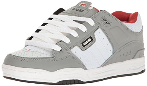 Image of Globe Mens Fusion Skate Shoes, Grey /White /Red, 14 M US