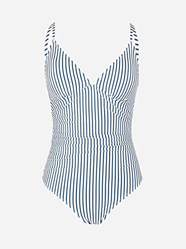 Cupshe DAA12E2G002CUL Women One Piece Swimsuit Bathing Suits Stripe Deep V Neck Tummy Control Low Back Adjustable Straps L thumb #4