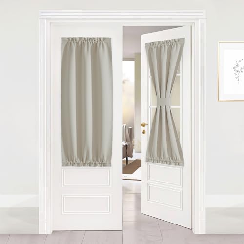 NICETOWN Natural French Door Small Window Curtains for Privacy