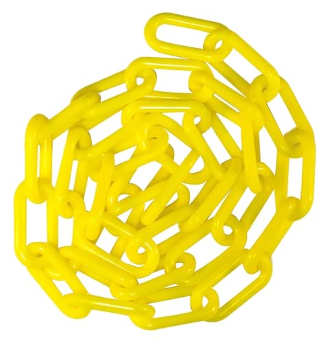 Chaîne plastique jaune 25 mm 10m longue pour barrière de sécurité et balisage