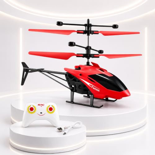 Image of Remote Control Helicopter Toy for Kids Gravity Sensing with, Rechargeable Battery, LED Lights Indoor Toy for Ages 6+ Birthday Gift Chirstmas Gift, (Pack of 1) (RED)