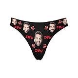 Custom Funny Husband Men Face Women's Novelty Shorts Briefs Thong G-Strings I Love You with Rose Bla