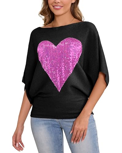 Image of MAKARTHY Womens Batwing Sleeves Knitted Dolman Pullovers Boat Neck Tops Sweatershirts