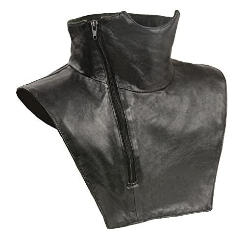 Milwaukee Leather SH165 Black Unisex Premium Leather Neck Warmer - Fleece Lined