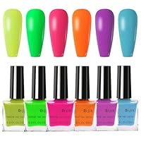 Nail Polish Set - 6 Colors Neon Nail Polish - Quick Dry nail Polish - Purple Green Orange Pink Blue Yellow Bright Colors Nail Polish Sets - Summer Nail Varnish Sets For Women Nail Art DIY Gift