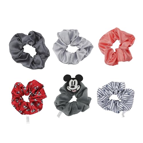Chouchous Mickey Mouse Disney pour coiffures du quotidien - Lot de 6 en tissu imprimé