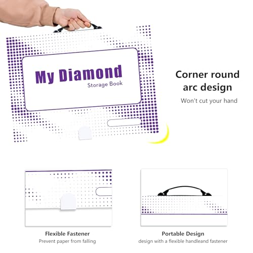 Image of Diamond Art Storage Book with Accessories Painting Storage for Diamond Painting Kits, Tools & Supplies Album 22x16.4inch Art Collection Binder Book A2 Folder 50x40cm(White)