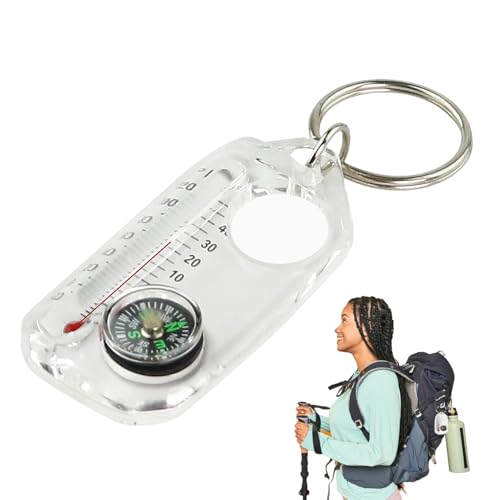 Compass Thermometer Keychain Survival – Portable Guiding Tool Keyring, Pocket Size Outdoor Gear for Hiking Backpacking, Multi-Use Mini Equipment for Camping Adventure Travel Ask Cha – Image 6