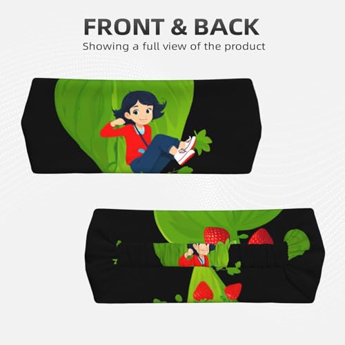 Elastic Sports Headband Hairband BROLEO Little girl climbing strawberries Printing Quick Drying, Moisture Wicking2