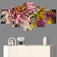 SIGNWIN 5 Panel Canvas Wall Art Flora Snapshot for Home Decorations Ready to Hang - 60