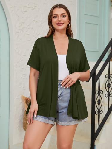 Image of LARACE Short Sleeve Cardigans for Womens Summer Tops Casual Plus Size Open Front Lightweight Cover Up