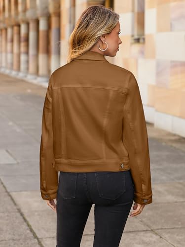Image of Glamaker Womens Jean Jacket 2026 Basic Trendy Long Sleeve Denim Jackets Button Down Fitted Western Coat with Pockets