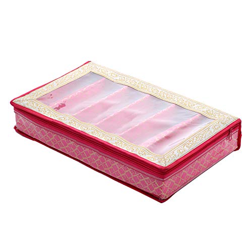 Image of Kuber Industries Brocade Hardboard 2 Pieces Six Rod Bangle Box (Pink) - CTKTC42031