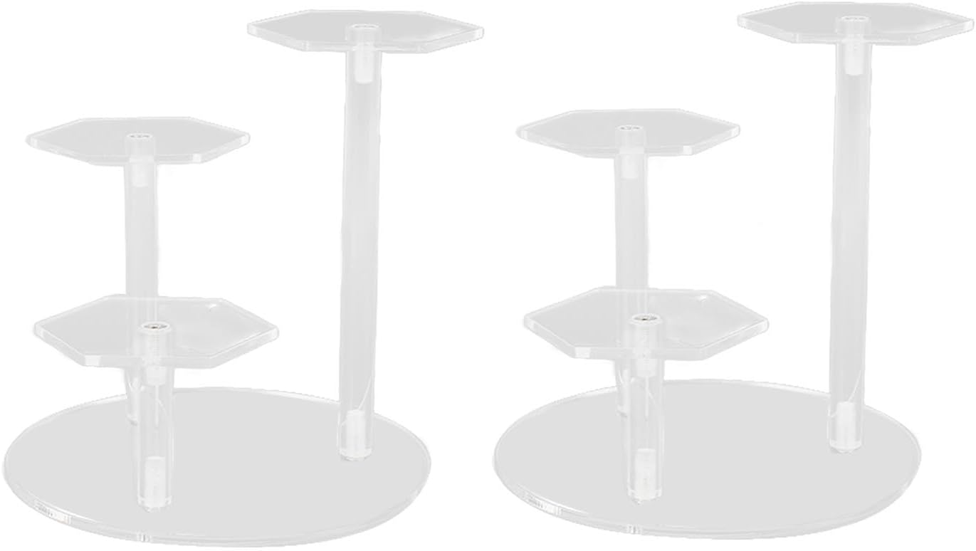 Semme 2PCS Acrylic Display Stand 3 Tier for Jewelry Collection Action Figures and Home Decor Easy Assembly Storage