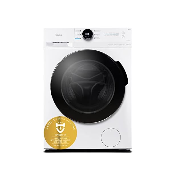 Midea MF20EW90WB Waschmaschine / 9KG / 1400 U/min/A/Leiser & effizienter Inverter Motor/HealthGuard-System/Steam Care/Nachlegefunktion/APP-Steuerung/AquaStop, Weiß