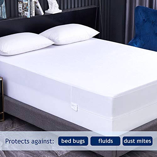 Premium Cooling Bamboo Zippered Mattress Encasement 6-Sided Waterproof Mattress Protector Hypoallergenic Noiseless Mattress Cover Cotton Terry Surface Mattress Pad Cover (King)