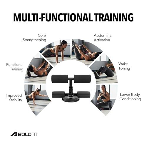 Image of Boldfit Sit Up Bar with Suction Cup Base, Adjustable Height & Foam Padding, Portable Ab Exercise Equipment for Core, Crunches, Leg Raises & Home Workouts, Gym Accessories for Men & Women