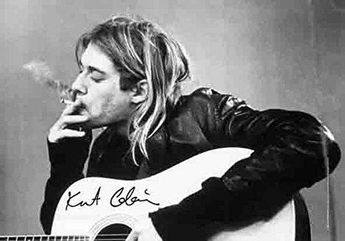 Kurt Cobain - B/W Guitar Textile Poster Flag