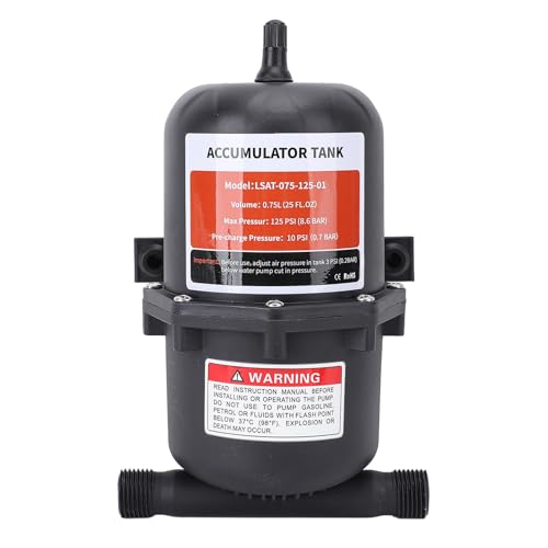 SUNGOOYUE Wasser Akkumulator Tank 0,75L RV Druck 125psi Massimo mit 2 Klemmen und 1 PTFE -Band, Einfache Installation für Wohnwagen und Yachten