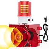 Industrial Sound and Light Alarm Siren, 0-120dB Adjustable, IP65 Waterproof, 100-150 Meters Warning Range for Factory/Warehouse/School/Office Security Siren Emergency Fire Tornado Alarm AC110V 30W