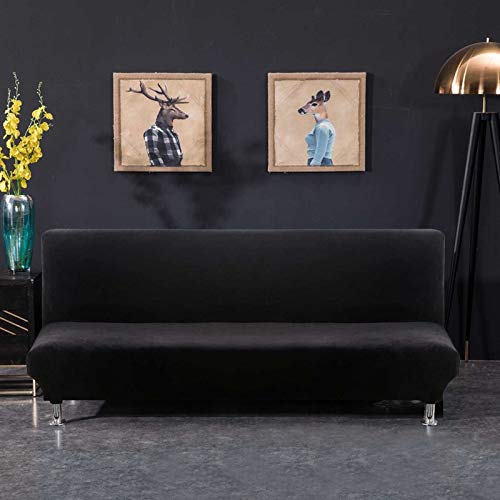 PETCUTE Housse Clic Clac Housse Canape Lit Extensible Anti-Taches Housse bz Housse de canapé sans Bras Noir