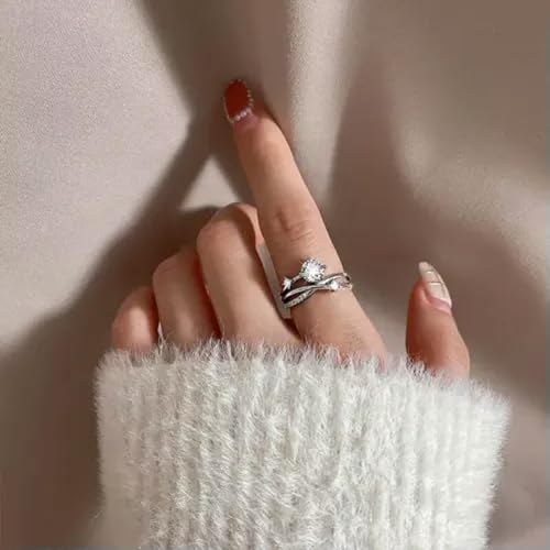 Unique Women 925 Silver Filled Wedding Rings Cubic Zirconia Jewelry Size 6-10-8-Silver4