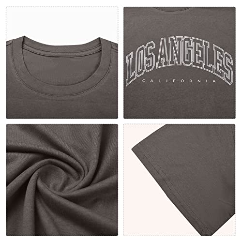 TOMEEK Camisetas Oversize Mujer Letras Creativas Camisetas Manga Corta Mujer con Cuello Redondo T Shirt Pullover Extragrande Tops Mujer Verano de Algodón Puro, Gris Oscuro, Talla XL