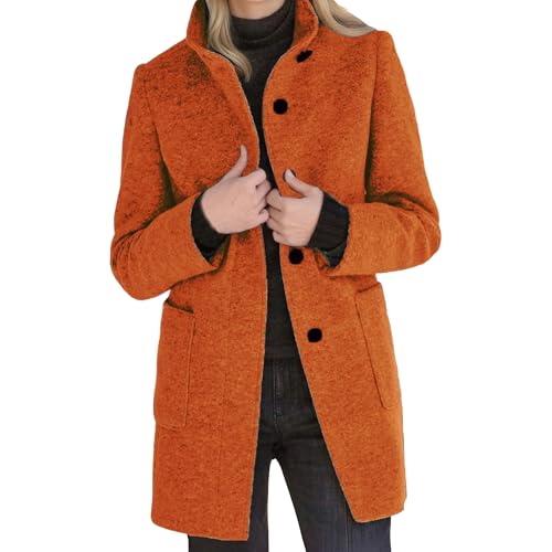 Manteau long en laine mélangée pour femme caban boutonné