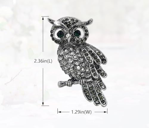 Image of Gyn&Joy Womens Crystal Rhinestones Perched Owl Bird Brooch Pin
