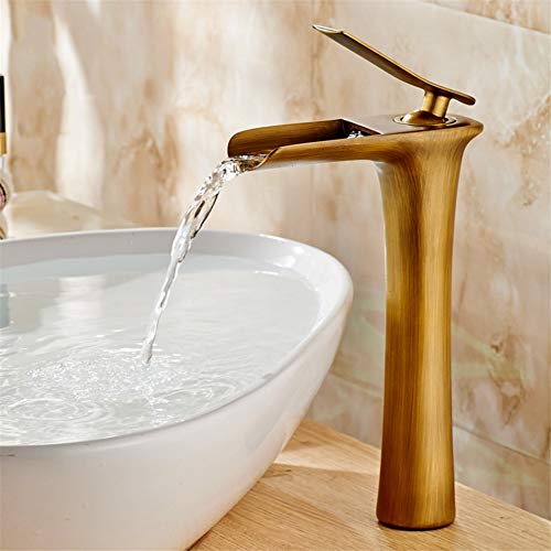Robinetterie pour lavabo Antique Robinet eau chaude et froide Bobine en cuivre Robinet cascade rétro