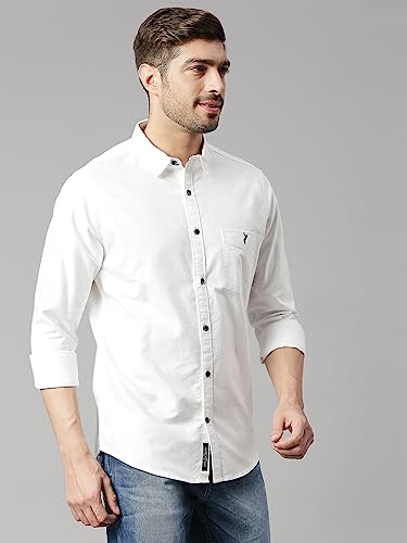 Image of Thomas Scott Men Premium Slim Fit Solid Cotton Twill Full Sleeve Shirt