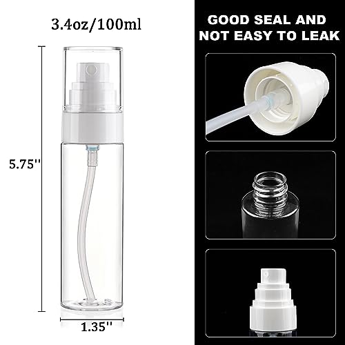 Fine Mist Spray Bottle Plastic Spray Bottles 3.4oz/100ml 2Pack Makeup Setting Spray Bottle TSA Approved Empty Cosmetic Refillable Travel Bottle Containers Sprayer for Water,Perfume,Essential2