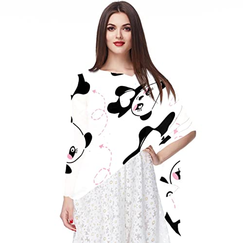 Foulard mousseline de soie femme motif panda arc-en-ciel idée cadeau originale