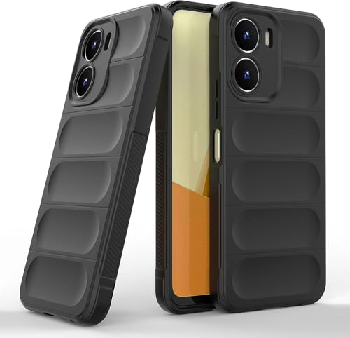 Image of A rtistque Silicone Back Cover Case for Vivo T2X / Y56 5G with Camera Stand | Shockproof TPU | Stylish Protective Design | Slim Fit | Ultra Matte |Vivo T2X / Y56 5G Back Cover - Black