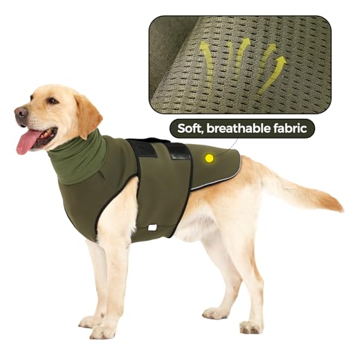 HEYWEAN Hundemantel mit beruhigender Kapuze und Ohrenschutz Anti Stress Weste Hund Beruhigungsweste Hund Rollkragen für Hunde Angst Beruhigungsjacke für Hunde Calmingshirt mit reflektierenden Streifen