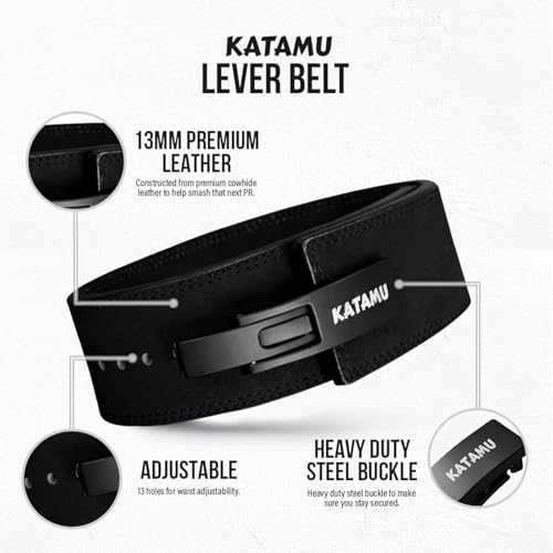 Katamu Black USPA & IPL Approved Lever Belt — Premium 10mm and 13mm Leather Powerlifting Belt for Men and Women, Steel Lever Buckle, 4 Inch Back Support for Deadlifts by Katamu - Image 4