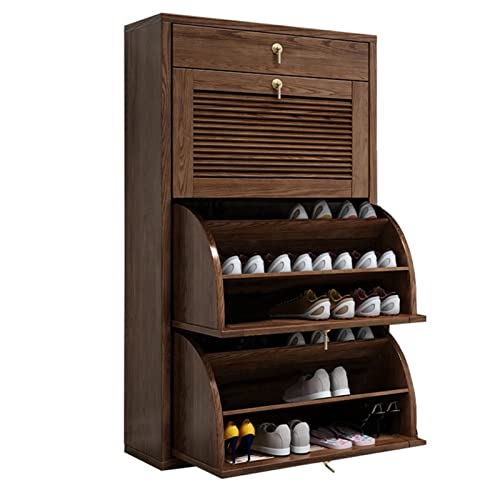 Panca scarpiera, panca portaoggetti in legno a 2 livelli, scarpiera o panca da ingresso, buona portata, ideale per ingresso, corridoio, soggiorno e corridoio Marrone scuro