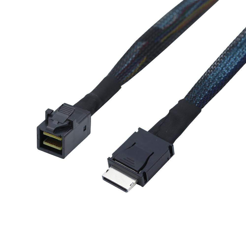 Câble serveur interne PCIe Oculink SFF-8611 4i vers Mini SAS SFF-8643 - Transmission de données haute vitesse 12 Gbit/s | 32 AWG (39,37 pouces)
