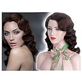 REEWES Long 1920s Wig Finger Wave Wig Curly Short Wig Vintage Wigs for Women Lady Synthetic Heat Resistant Full Wigs Cosplay Costume Fancy Dress With Wig Cap (Brown(Long))