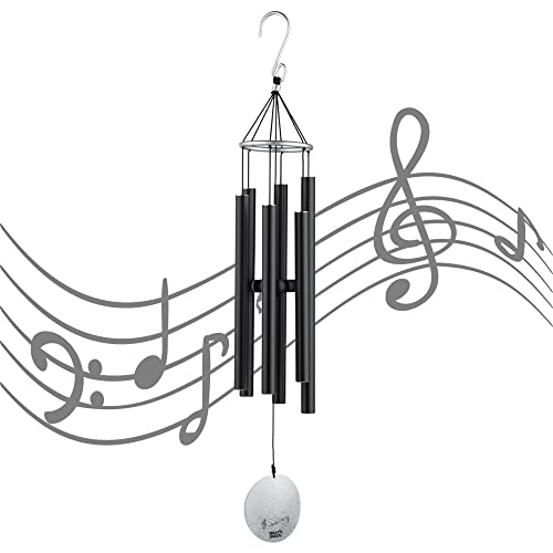 OSVINO 6 Tubes Carillons Vent Wind Chime Bell Crochet Décoration Jolie Jardin Maison,Noir 75cm