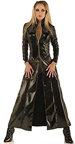 Cosplay Costume Men Womens Cool Black PVC Halloween Party Trench The Matrix Outfit Fancy DS Singer Cosplay Performance Coat