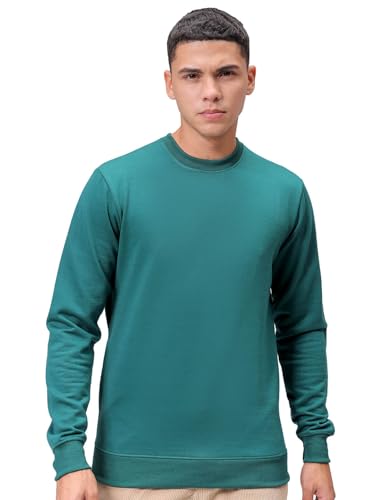 Image of The Indian Garage Co Men Regular Fit Solid Crew Neck Overhead Sweatshirt